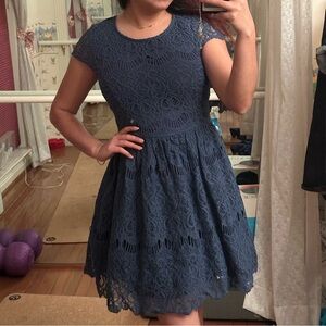 Francesca's Collections Navy Lace Mini Dress